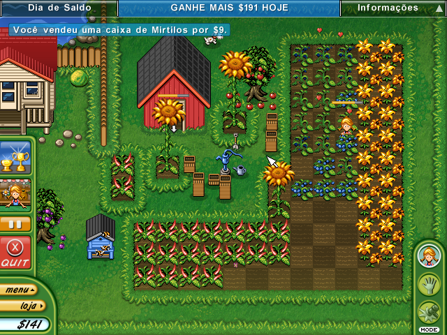 Alice Greenfingers 2 (Windows) screenshot: The sunflowers are only decorative, can't be harvested and sold.