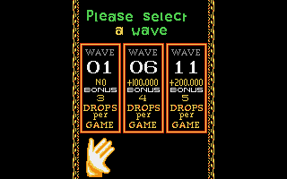 Klax (Atari ST) screenshot: Select a starting wave