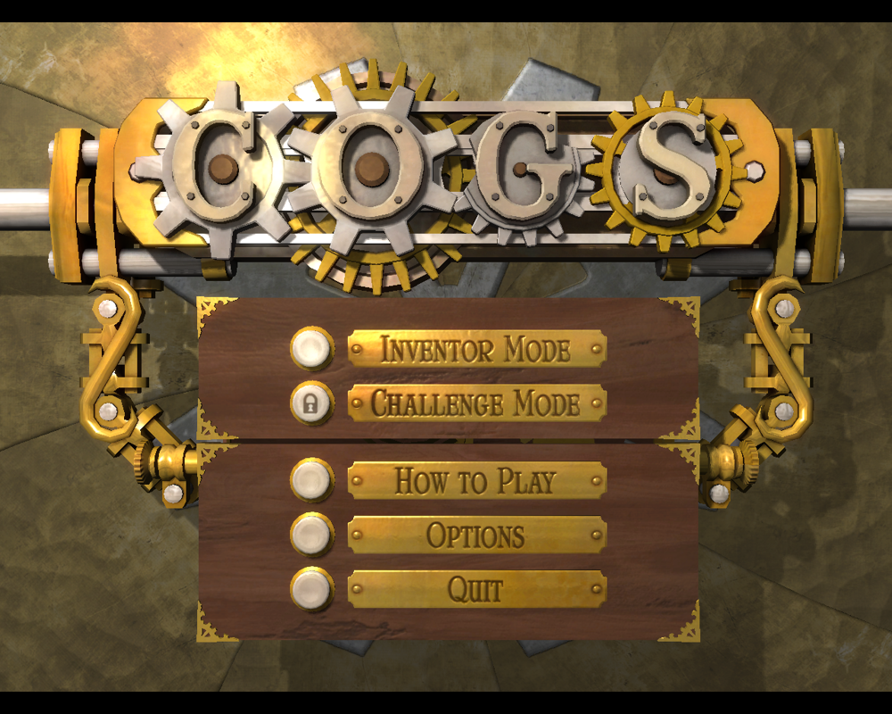 Cogs (Windows) screenshot: Main menu
