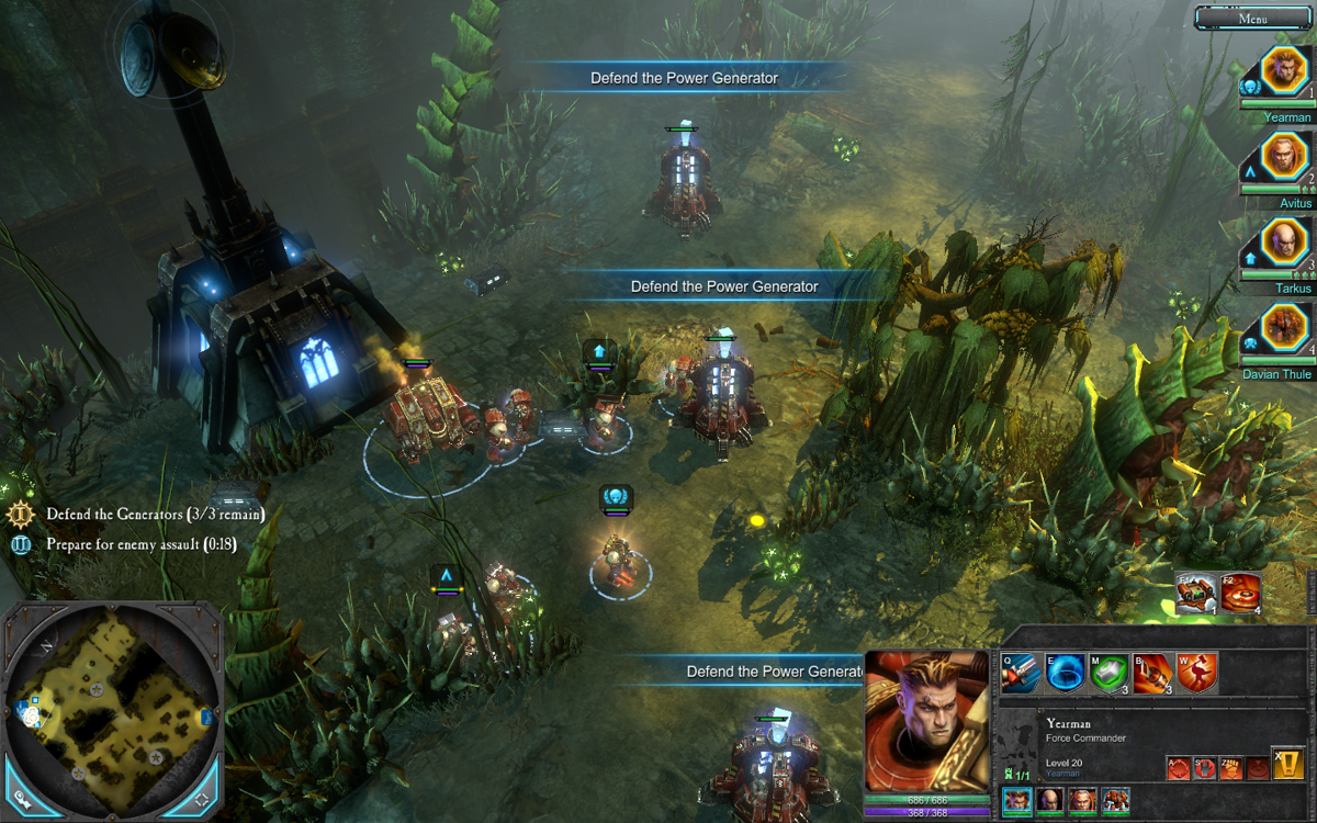 Warhammer 40,000: Dawn of War II (Windows) screenshot: You can play countless defense missions during a campaign to collect XP and items.