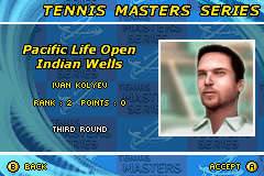 Tennis Masters Series 2003 (Game Boy Advance) screenshot: Selected Ivan Kolyev