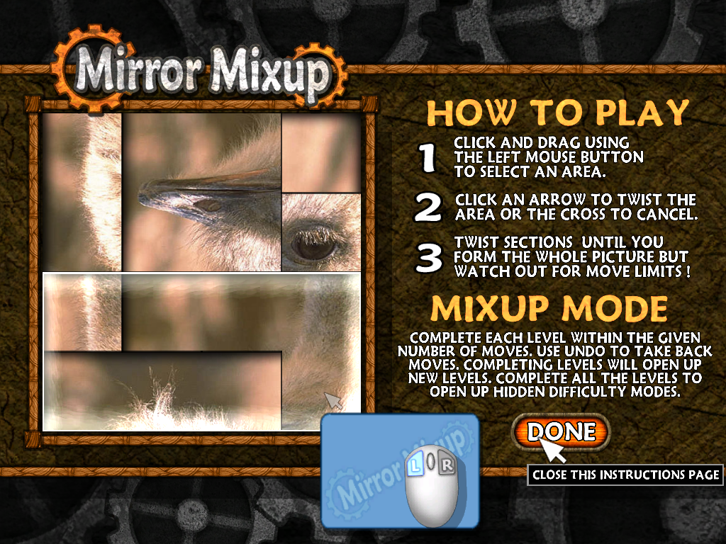 Mirror Mixup (Windows) screenshot: Instructions