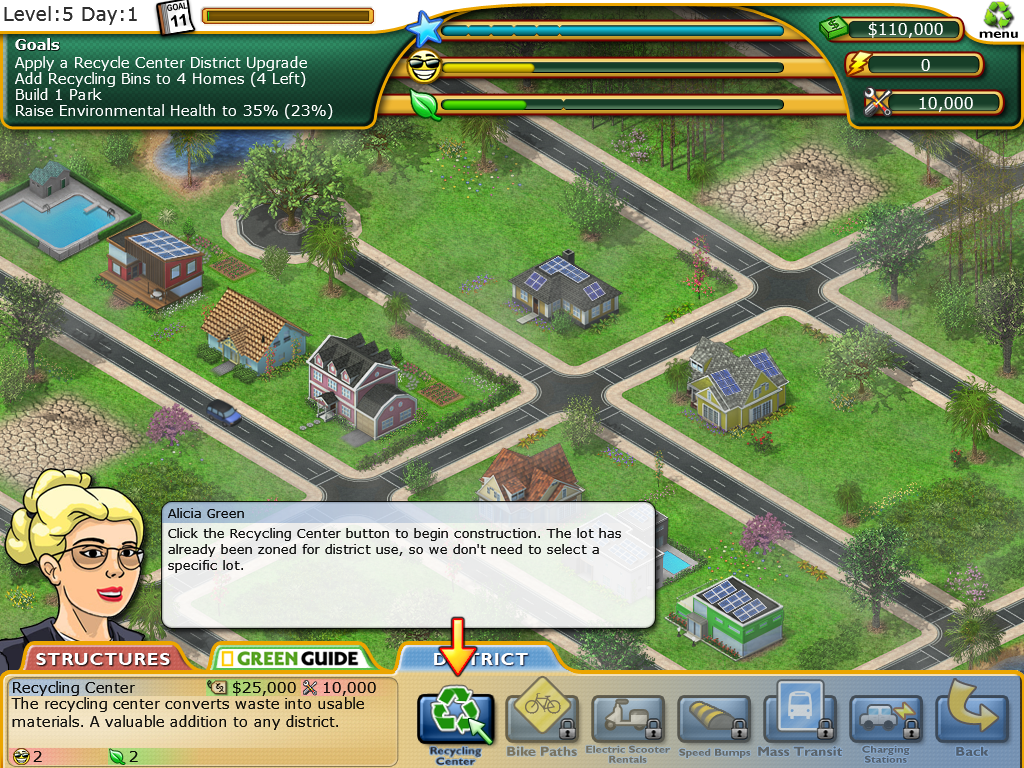 Plan It Green (Windows) screenshot: District upgrade