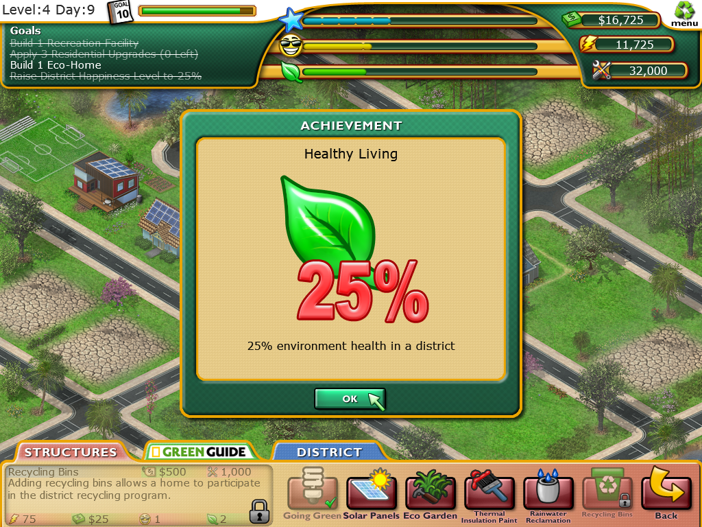 Plan It Green (Windows) screenshot: Achievement