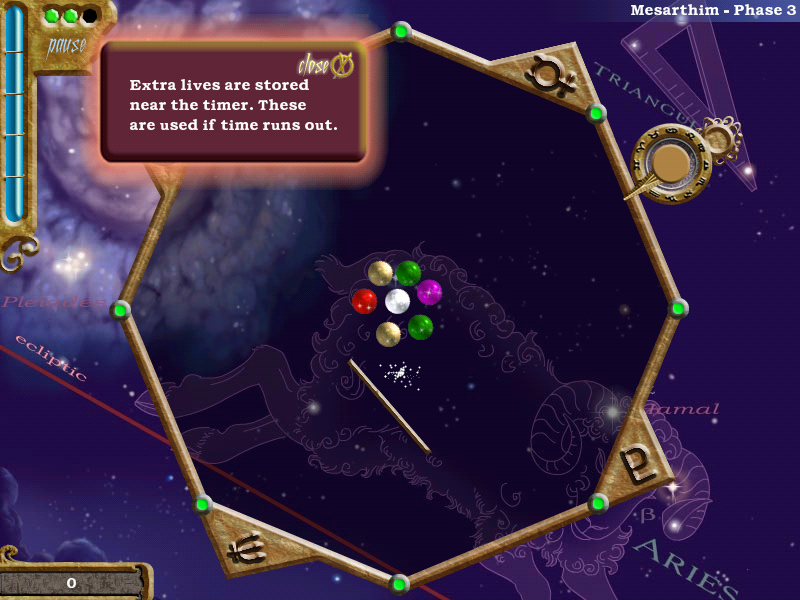 Zodiac (Windows) screenshot: Level with an obstacle