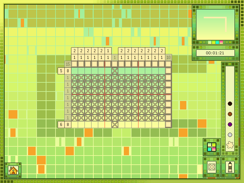 Color Cross (Windows) screenshot: A more complex puzzle