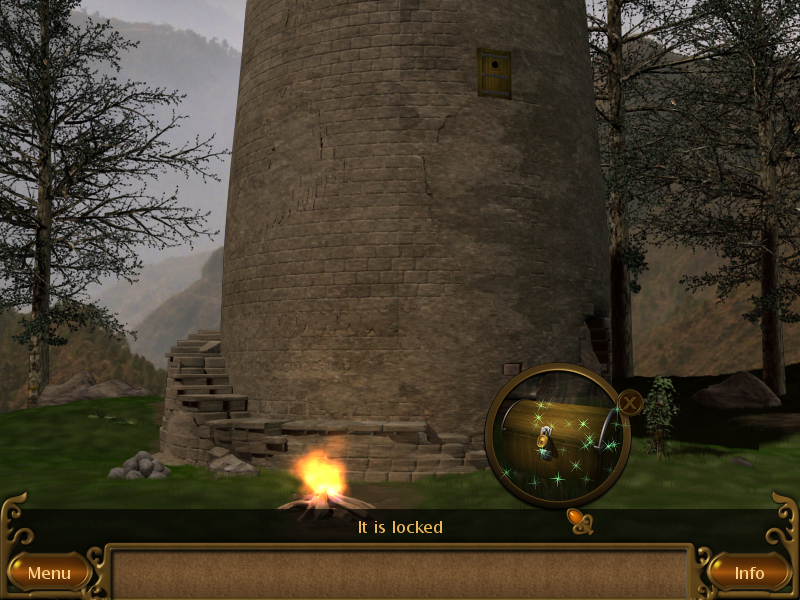 Pahelika: Secret Legends (Windows) screenshot: Tower entrance and locked chest