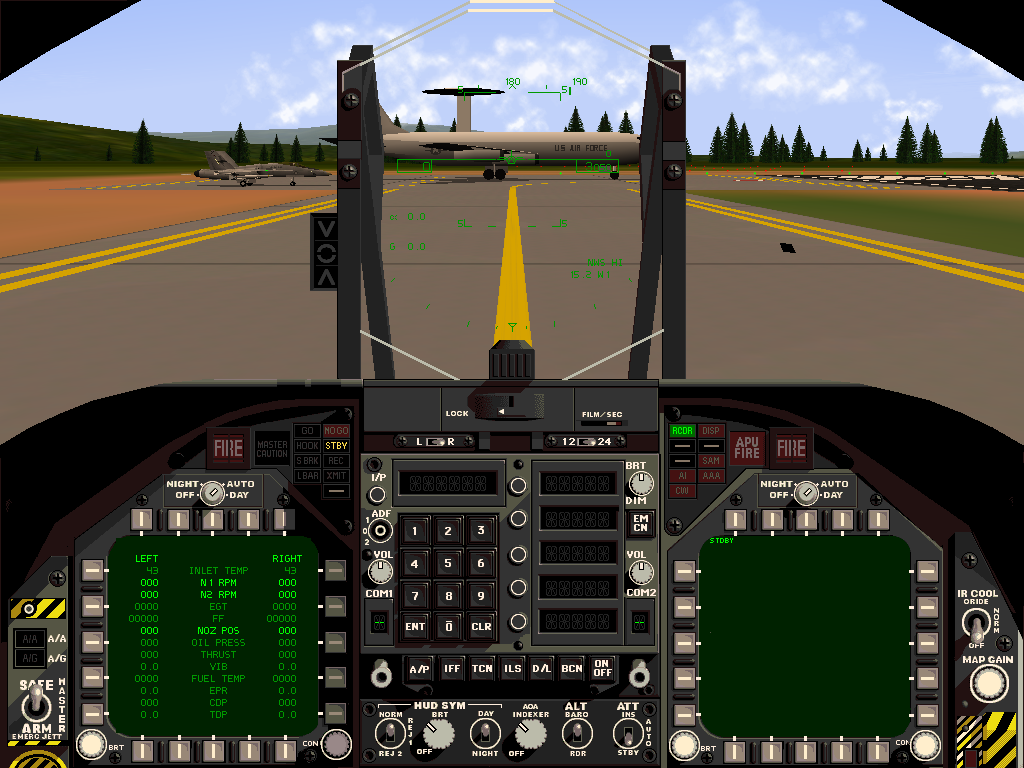 F/A-18 Precision Strike Fighter (Windows) screenshot: On the taxiway, waiting for the others to take-off.