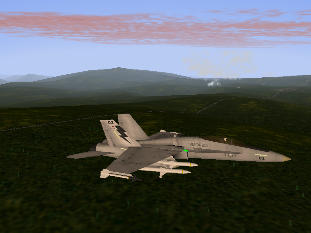 F/A-18 Precision Strike Fighter (Windows) screenshot: The F/A-18 Hornet in flight