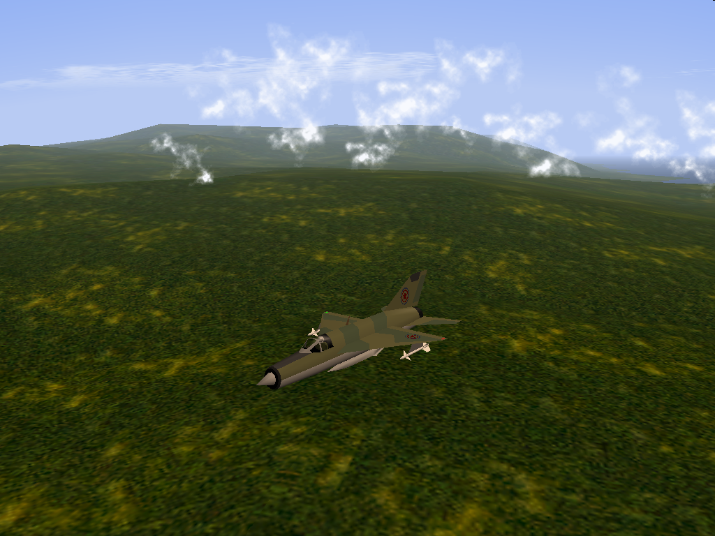 F/A-18 Precision Strike Fighter (Windows) screenshot: It's getting serious, a North Korean MiG-21 is approaching.