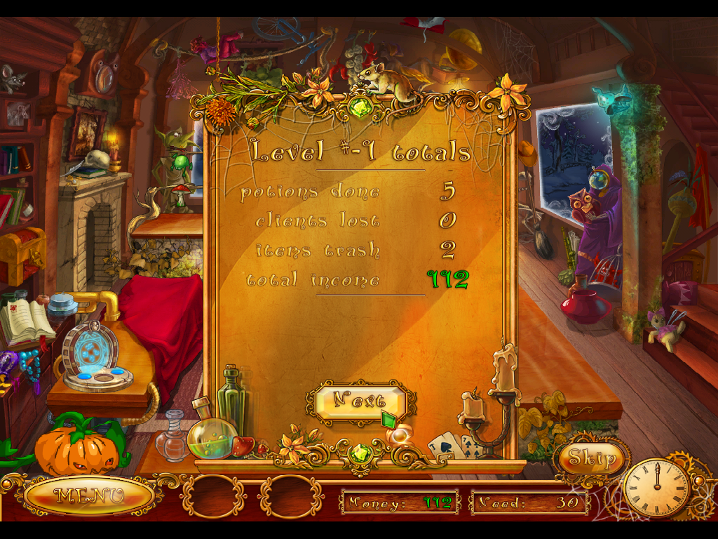Enchanted Katya and the Mystery of the Lost Wizard (Windows) screenshot: Level statistics