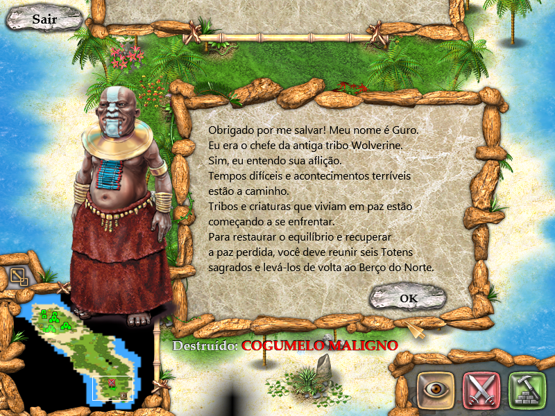 Totem Tribe (Windows) screenshot: Guro, a freed hostage