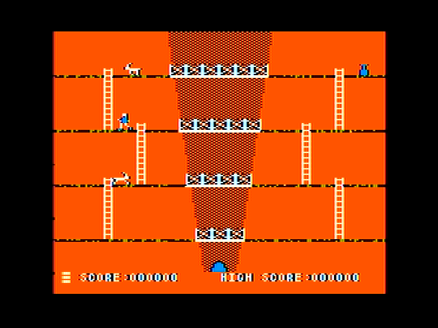 Canyon Climber (Apple II) screenshot: Gameplay on the first level