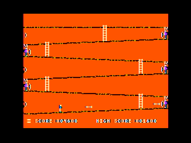 Canyon Climber (Apple II) screenshot: The second level; don't get hit by the arrows!