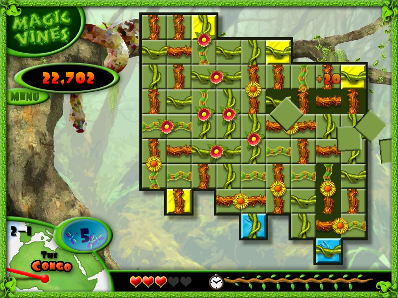 Magic Vines (Windows) screenshot: A new vine type in the congo levels