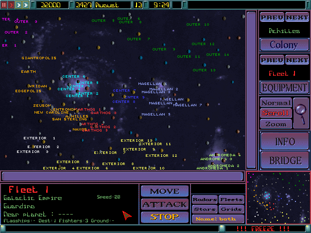 Imperium Galactica (DOS) screenshot: The full starmap