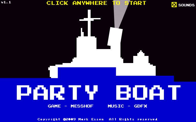 Party Boat (Browser) screenshot: Title screen