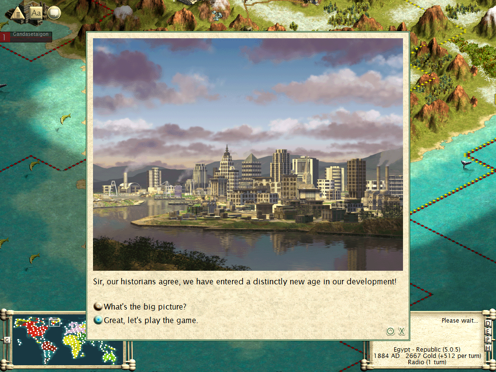 Sid Meier's Civilization III (Windows) screenshot: The glorious Egyptian civilization has entered the modern ages.