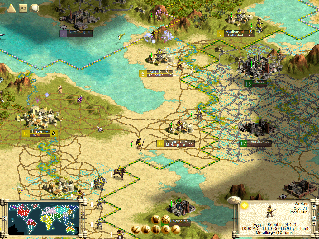 Sid Meier's Civilization III (Windows) screenshot: We are still in the middle ages while our neighbors have reached the industrial ages.