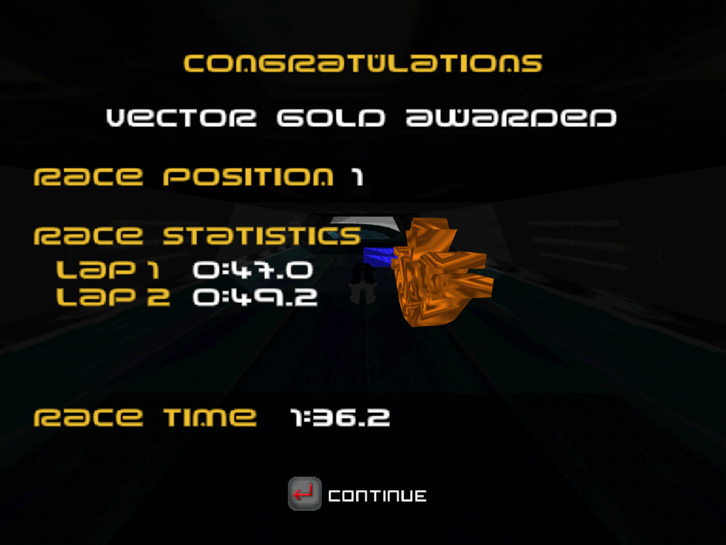 WipEout XL (Macintosh) screenshot: Successful race