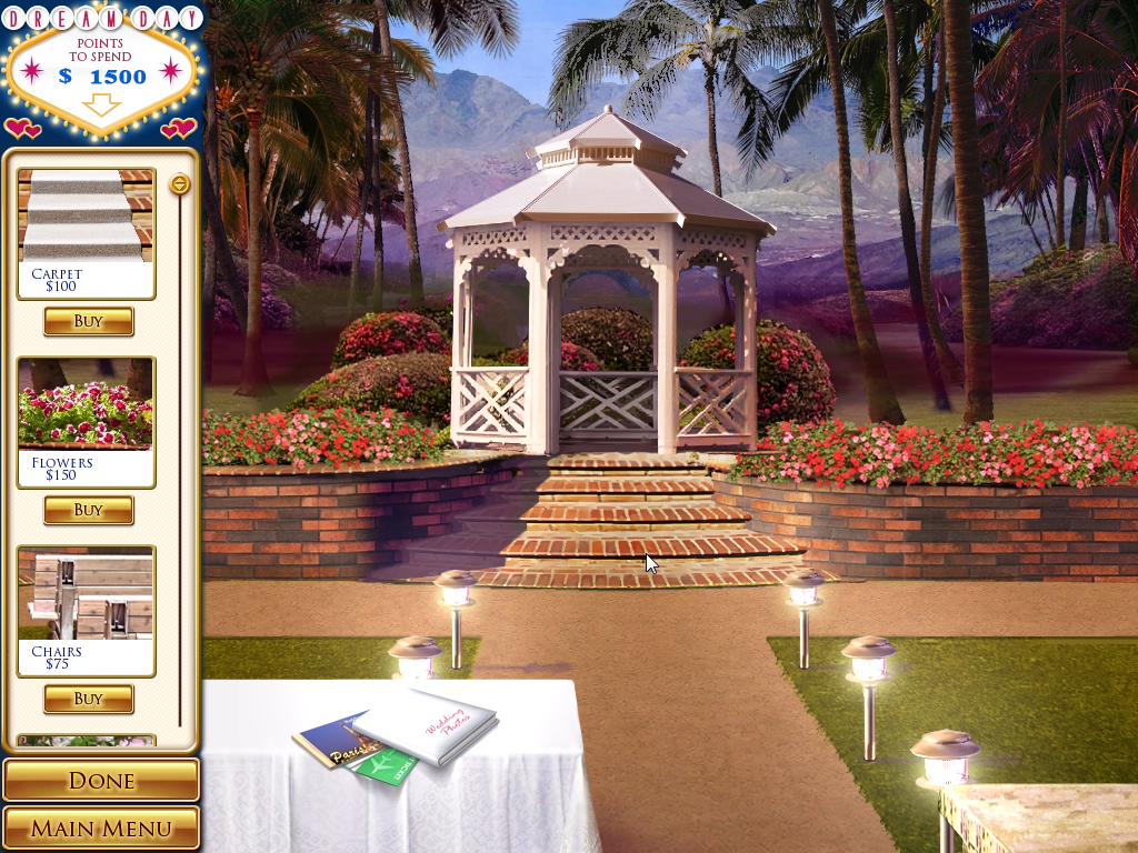 Dream Day Wedding: Viva Las Vegas (Windows) screenshot: Buying decorations for the reception area.