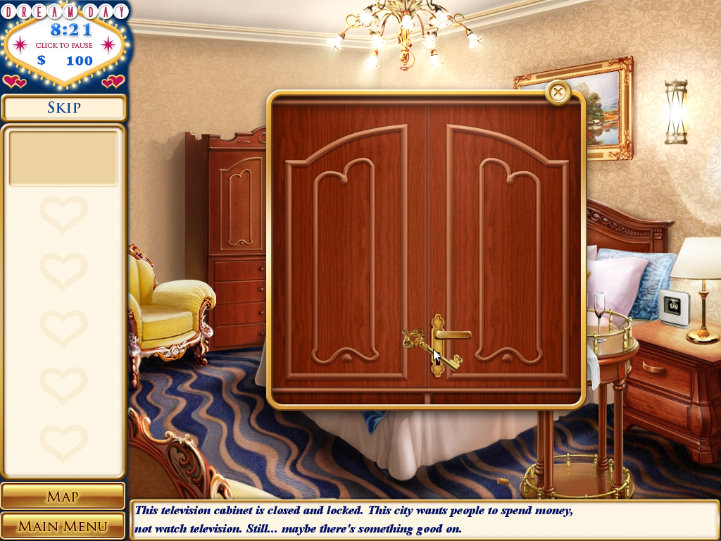 Dream Day Wedding: Viva Las Vegas (Windows) screenshot: Opening the cupboard with its key.