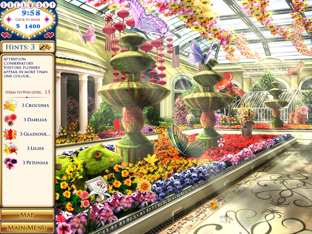 Dream Day Wedding: Viva Las Vegas (Windows) screenshot: Picking flowers at the conservatory.