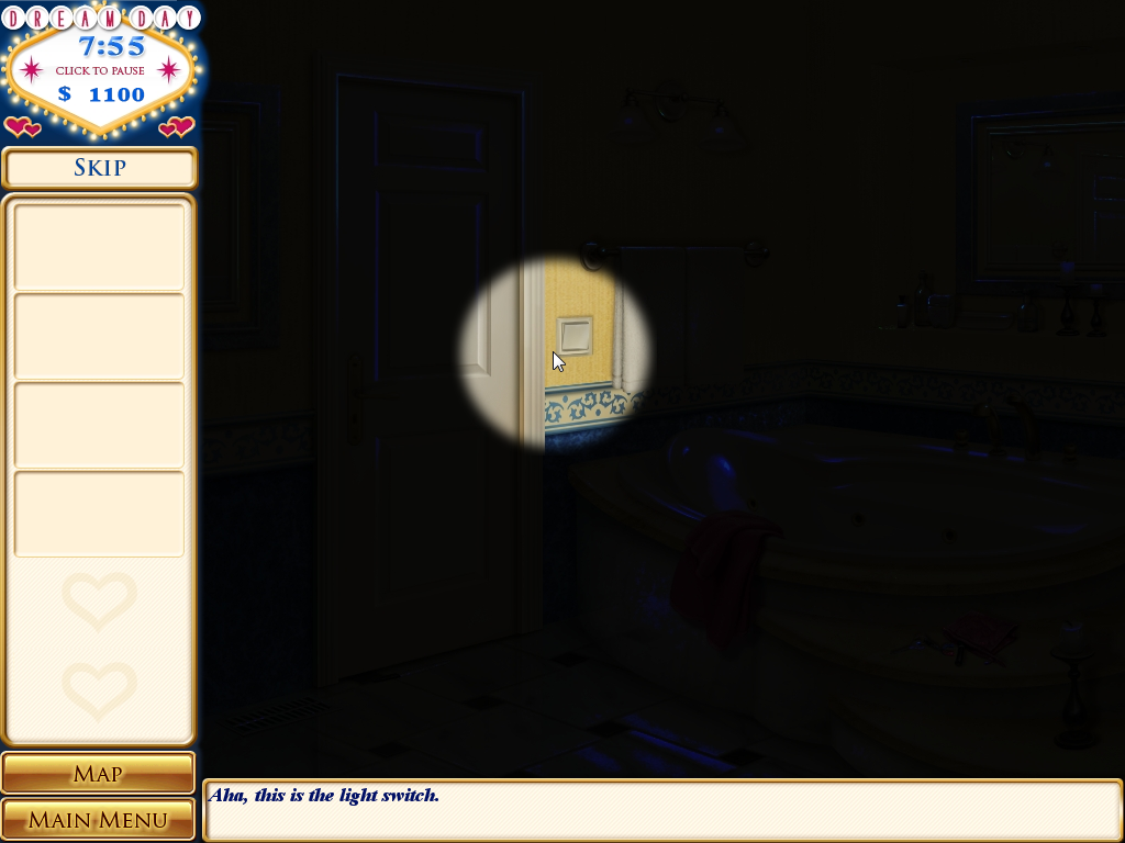 Dream Day Wedding: Viva Las Vegas (Windows) screenshot: Dark bathroom