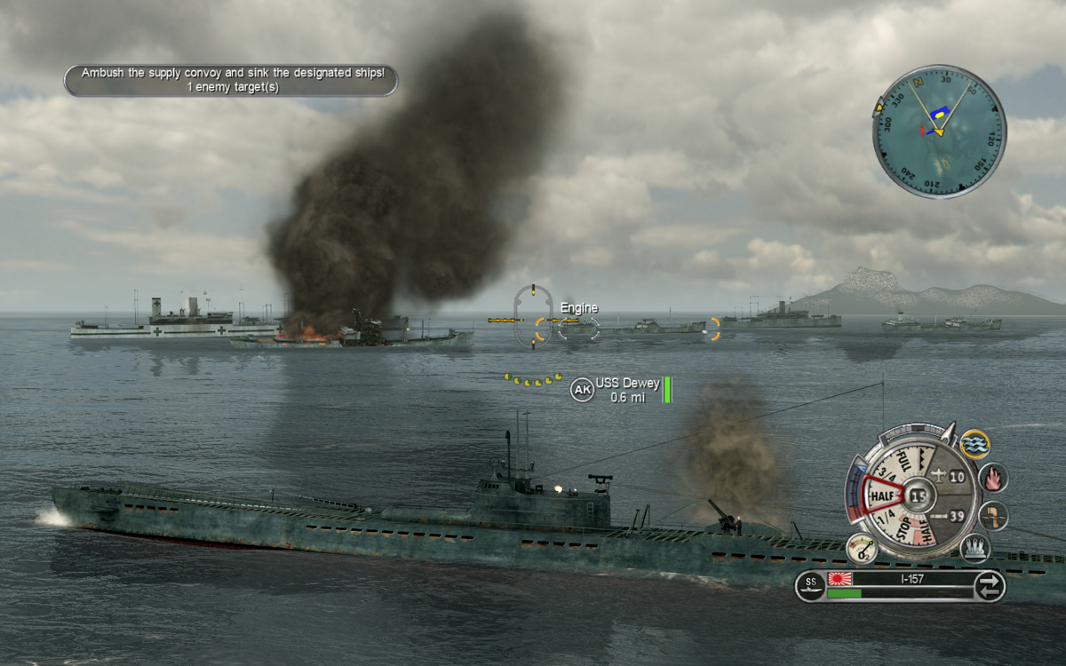 Battlestations: Pacific (Windows) screenshot: The US destroyers and submarines are defeated, that supply convoy is an easy target now.