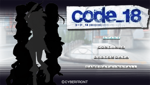 code_18 (PSP) screenshot: Main menu.