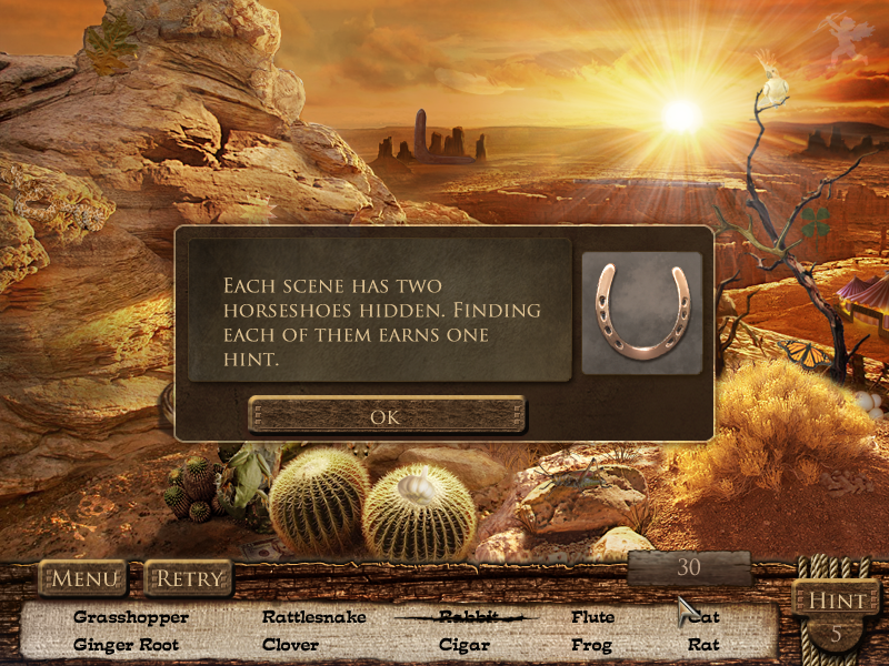 Rangy Lil's Wild West Adventure (Windows) screenshot: The horseshoes give extra hints.