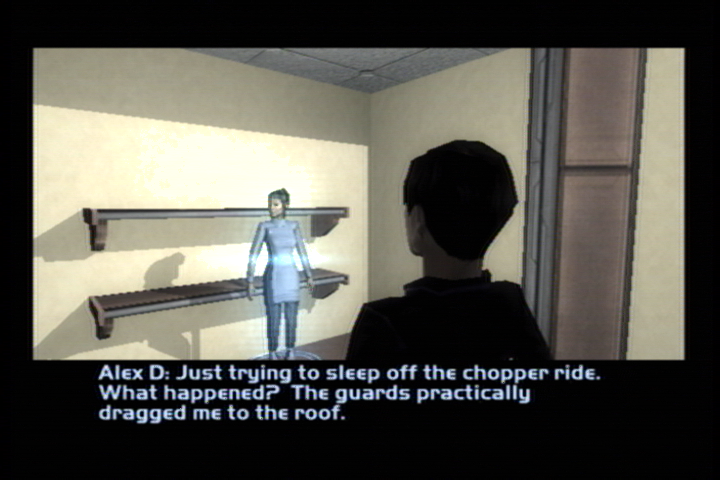 Deus Ex: Invisible War (Xbox) screenshot: Speaking to your superior