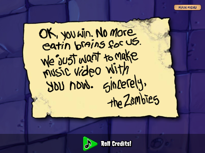 Plants vs. Zombies (Windows) screenshot: Victory. Oh, how nice of the zombies.