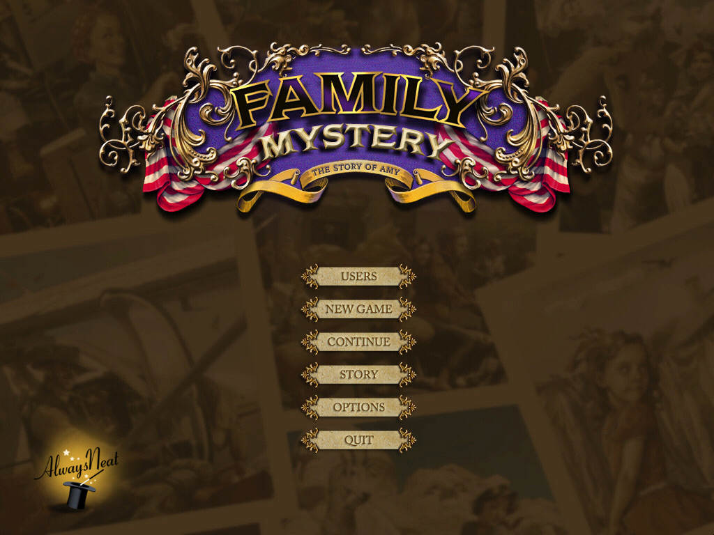 Family Mystery: The Story of Amy (Windows) screenshot: Main menu