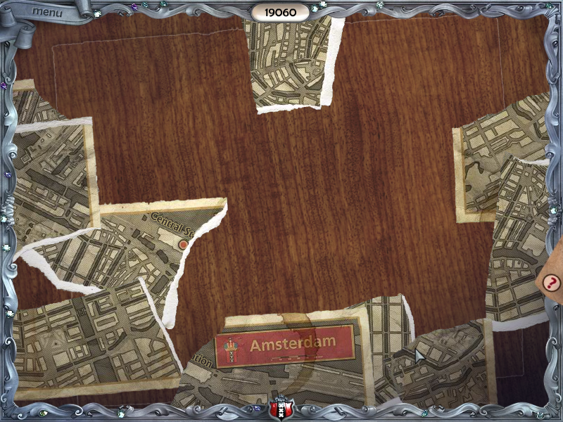 Youda Legend: The Curse of the Amsterdam Diamond (Windows) screenshot: Jigsaw puzzle with a shredded map