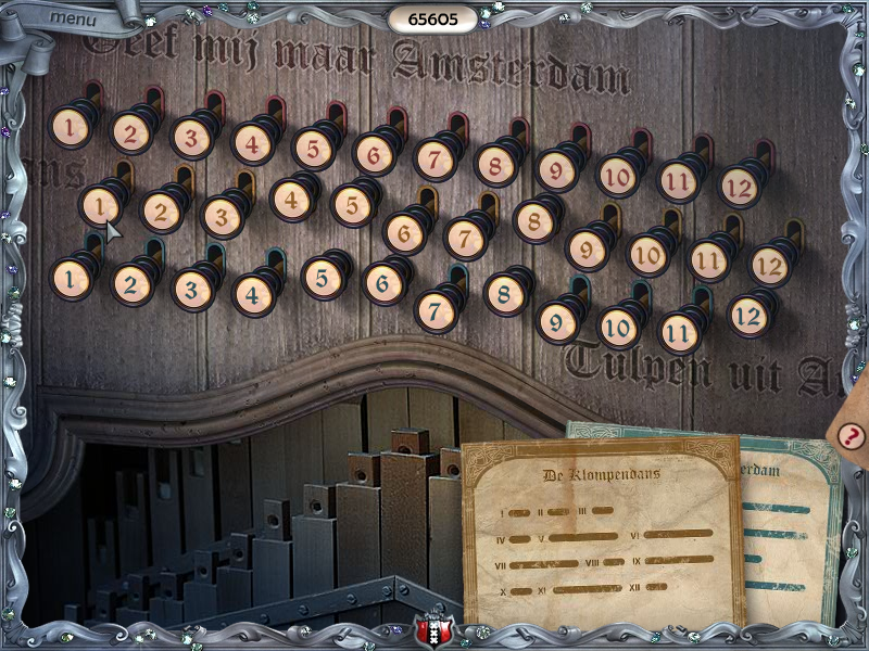 Youda Legend: The Curse of the Amsterdam Diamond (Windows) screenshot: Organ puzzle