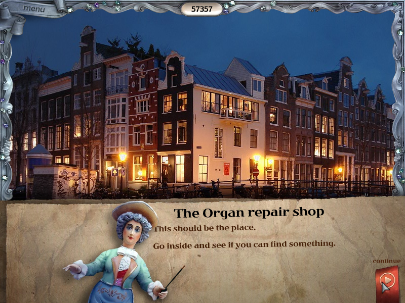 Youda Legend: The Curse of the Amsterdam Diamond (Windows) screenshot: Organ repair shop