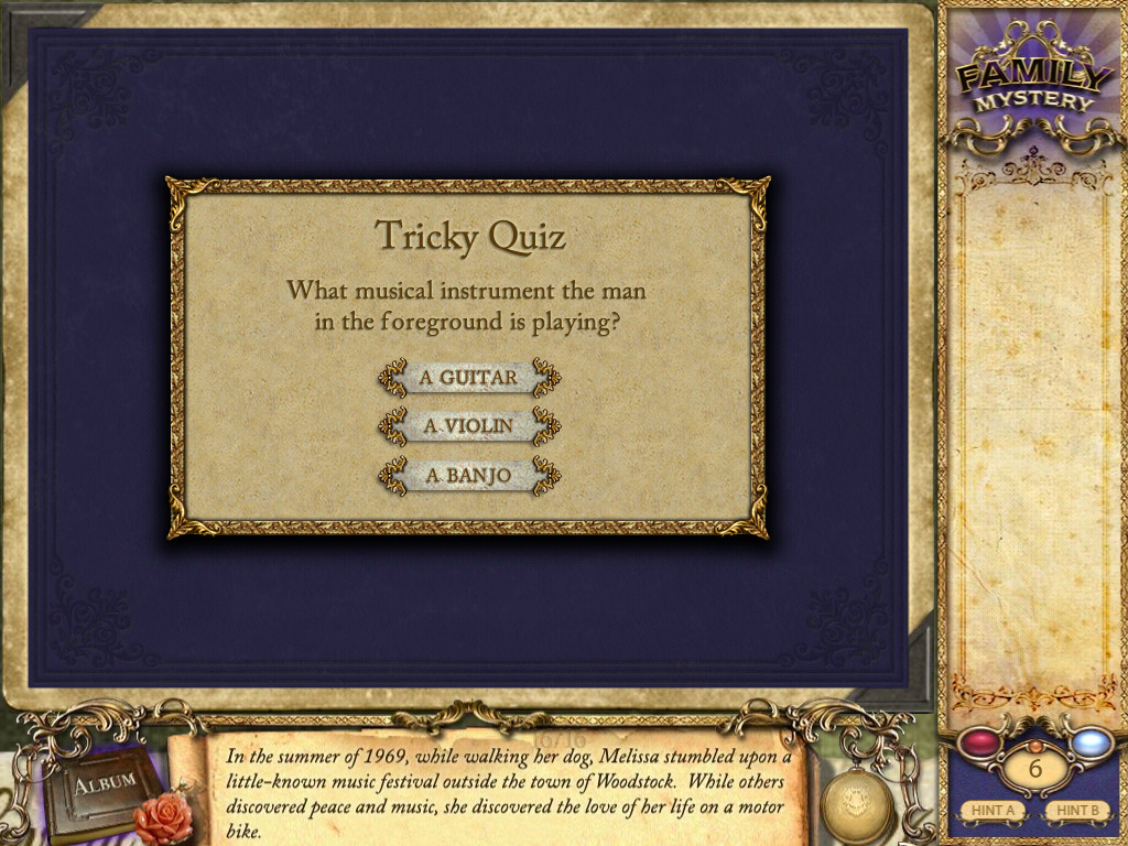 Family Mystery: The Story of Amy (Windows) screenshot: Quiz game