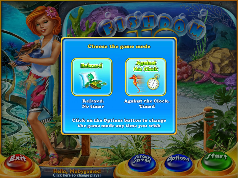 Fishdom H2O: Hidden Odyssey (Windows) screenshot: The two modes: relaxed and against the clock