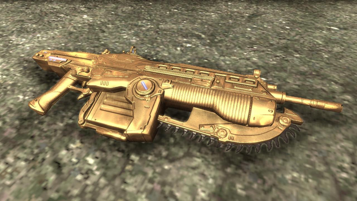 Gears of War 2 (Limited Edition) (Xbox 360) screenshot: This Limited Edition includes a Xbox Live code to unlock the gold-plated Lancer Assault Rifle.
