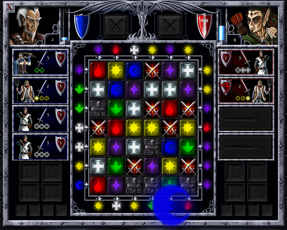 Puzzle Kingdoms (Windows) screenshot: Fighting a wood elf.