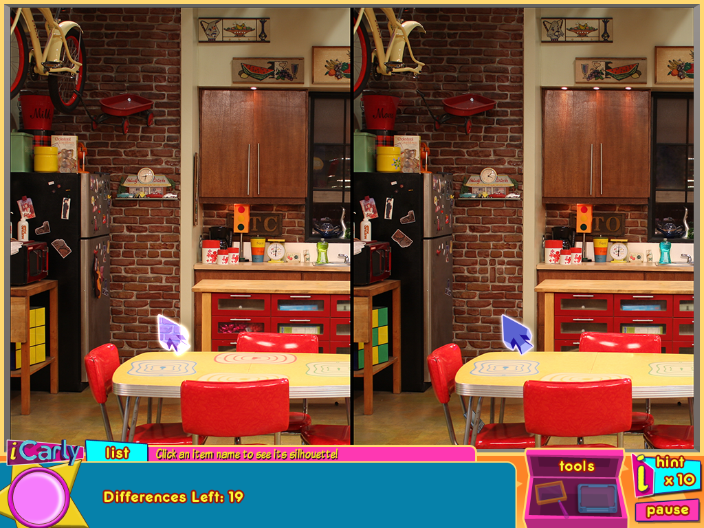 iCarly: iDream in Toons (Windows) screenshot: Kitchen spot-the-differences game
