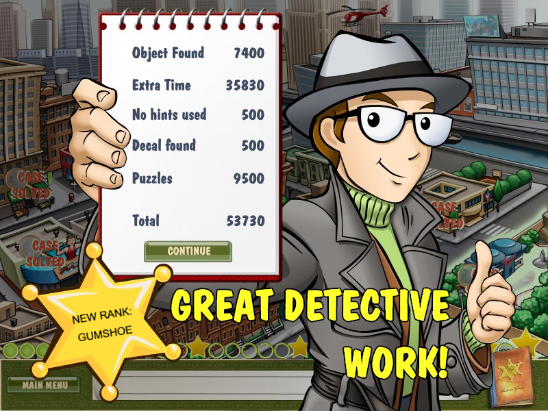 DinerTown Detective Agency (Windows) screenshot: Case statistics