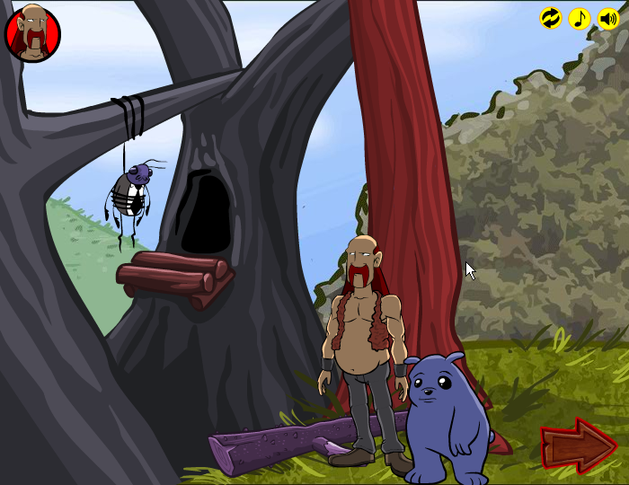 The Several Journeys of Reemus: Chapter 3 - Know Thy Enemy (Browser) screenshot: Reemus wants to cut down the tree, Liam wants to save the roach. Two possible paths...