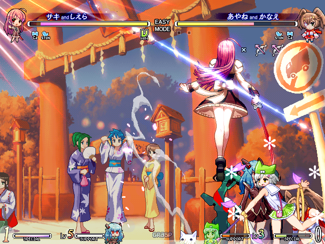 Vanguard Princess (Windows) screenshot: The support character misses.