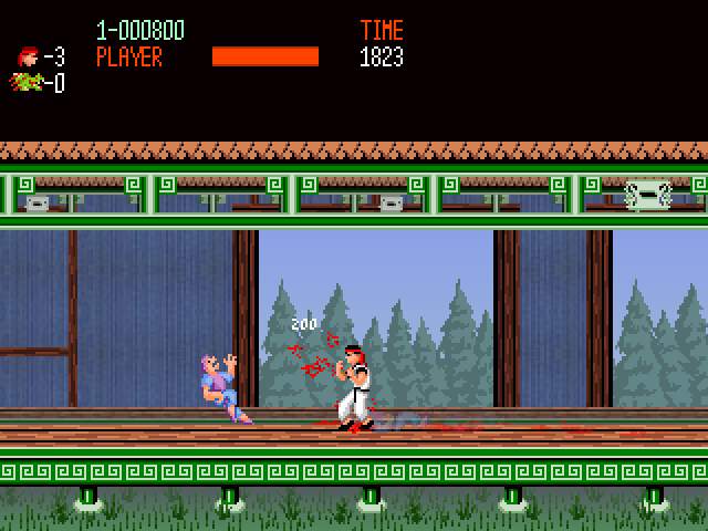 Kung Fu II (Windows) screenshot: Punching an enemy in the first level.