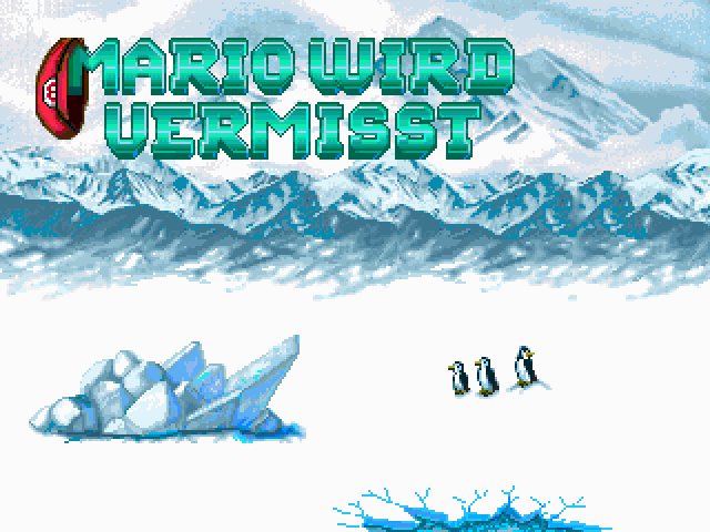 Mario is Missing! (DOS) screenshot: Title screen (German)