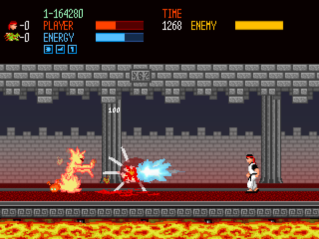 Kung Fu II (Windows) screenshot: This boss can counter my fireball.