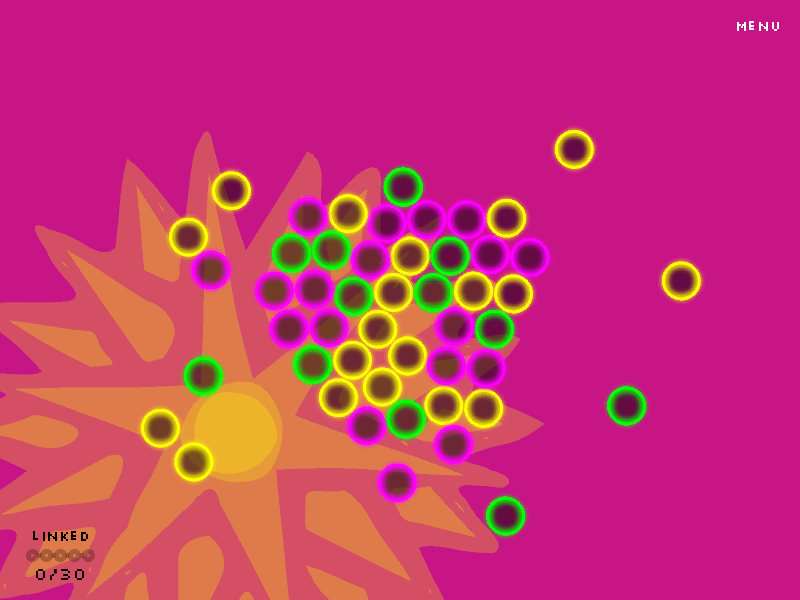 Chains (Windows) screenshot: The gravitation level. All bubbles "fall" to the middle.