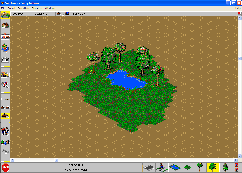SimTown (Windows) screenshot: Lets also add some trees